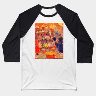 'Flower Stall' by Maurice Prendergast REMASTERED TECHNICOLOR Baseball T-Shirt